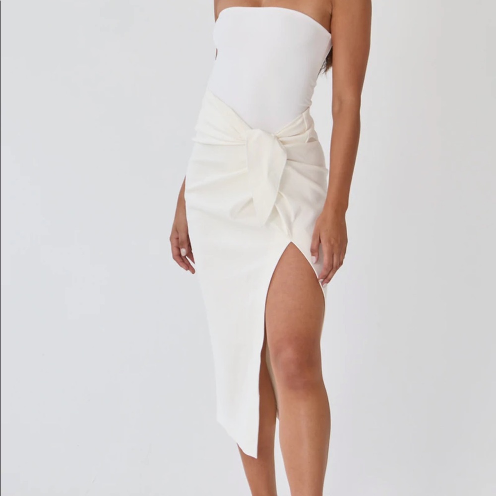 Because of Alice linen wrap midi skirt size XS